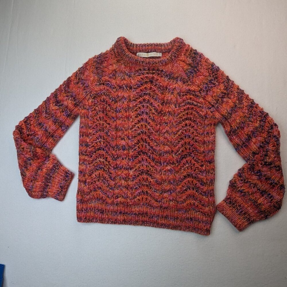 Marie Oliver Pink Orange Chunky Knit Wool Blend Sweater size S Small